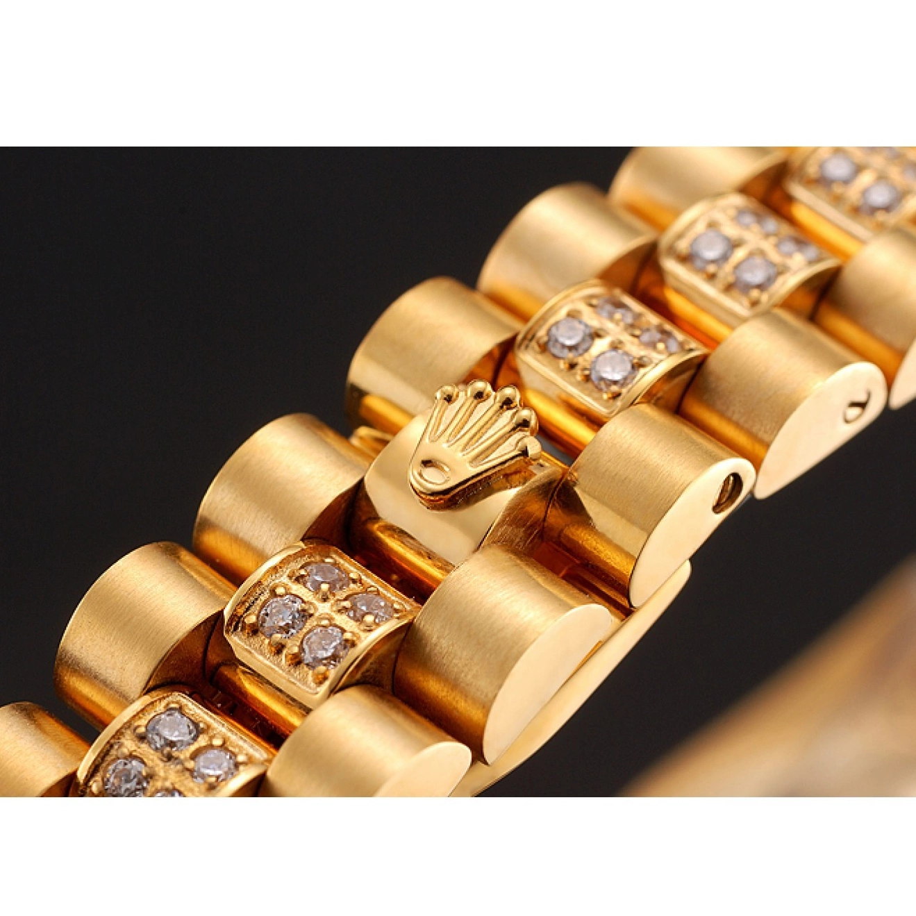 Rolex aaa copy Diamond 1453955 Diamond Bracelet Swiss DayJust Gold Pave Rolex Dial 0605